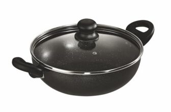 Butterfly Granza Non Stick Kadai with Glass Lid | 240 mm |Non-Stick Premium Virgin Aluminium | Induction Base| PFOA Free | Scratch Resistant