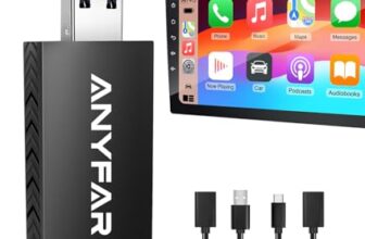 Wireless Carplay Adapter for iPhone, Dual-Core 5G Chip Auto-Connect in Seconds No Lags, Thermal Vent Design, with USB-C and USB-A Cables, Only for Factory Wired CarPlay Feature Cars, ANYFAR A4 Pro