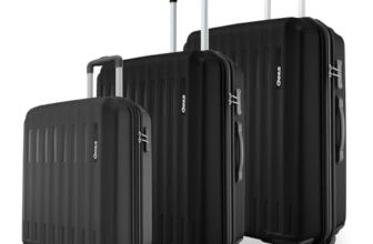 Safari Genius Alley Set of 3 (Cabin + Medium + Large) Trolley Bags, Hard Case Polypropylene, 4 Wheels, 360 Degree Wheeling Luggage, Suitcase for Travel, Black