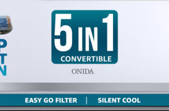 ONIDA 2025 Model 1.5 Ton 5 Star Split Inverter 5-in-1 Convertible, Energy Efficient, Deep frost Clean, Silent Cool, Gold Fin Coating AC AC(IR195GLC, White)