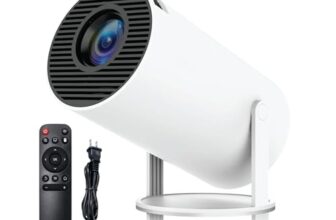 OLV Portable Smart Mini Projector, 4K 1080P Full HD Projector Supports Netflix, Prime and YouTube Etc. WiFi 5G, BT-5.0, Cinema Projector 180° Android 11, Compatible with TV Stick/Windows/iOS/Android