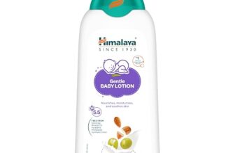 Himalaya Gentle Baby Lotion 400ml with Almond oil, Olive oil, Country Mallow | No.1 Doctor-Prescribed Brand |pH 5.5 formulation | Nourishes and moisturizes your baby’s skin | Safe for Newborns