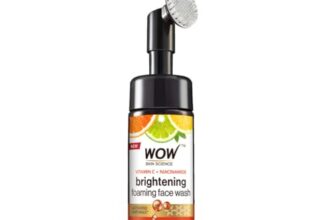 WOW Skin Science Brightening Vitamin C & Niacinamide Foaming Face Wash | For Brighter Glow | Built-in Brush for Deep Cleansing | Brightens & Evens Out Skin Tone | Face Wash for Women & Men | 150ml