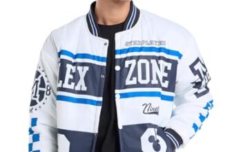 Bewakoof Official Disney Merchandise Mickey Men’s Typography Oversized Fit Full Sleeve Stand Collar Nylon Jacket_684821_White_2XL