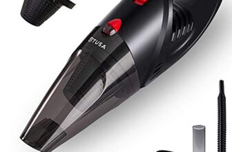 Tusa Cordless Vacuum Cleaner for Car & Home | 2X Powerfull Suction, Dual Mode Battery 6000mAh & 12V DC Car Port | High Power Portable Lightweight Wireless Vacuum, Rechargeable (V1) (Black)
