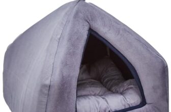 Amazon Basics Premium Soft Velvet Pet Hut House | For Cats, Kittens and Small Dogs | With Reversible Cushion | Washable Cozy and Comfortable | Small | 40 x 40 x 40 cm | Navy Blue and Grey