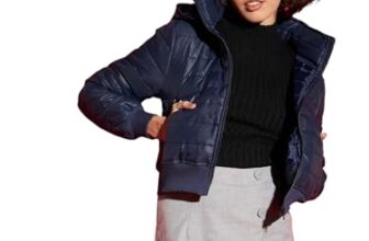 Navy Hooded Crop Bomber Jacket