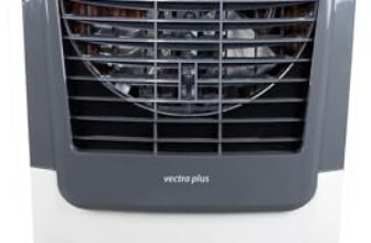 Hindware Smart Appliances Vectra Plus 70L | Desert Air Cooler with Woodwool Pads, Inverter Compatible, Castor wheels and motorized air flow control & High Air Delivery (White & Grey)