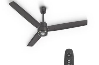 Havells FAB BLDC ULED Ceiling Fan 1200mm, 5 star, LED Speed Indicator, 380 RPM, Up to 65% Savings,Reverse Rotation,4 Speed Modes,Low Wattage 30W,Low Noise,Air Flow:225 CMM, 3 Year Warranty,Smoke Brown