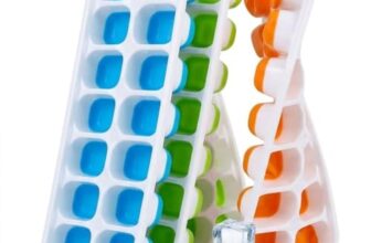 Crasts Ice Cube Trays Airabc Silicone with Removable Lid, Easy-Release Flexible 14-Cube Trays, LFGB Certified and BPA Free, Stackable Covers for Cocktail, Freezer