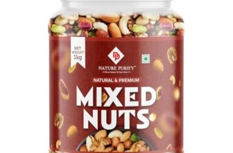 Nature Purify Mixed Dry Fruits Premium Blend 1kg | Almonds, Cashews, Kishmish, Apricots & Seeds Mix | Fresh Crunchy Nut & Fruit Combo Pack for Snacking & Gifting | Jar Pack Of 1