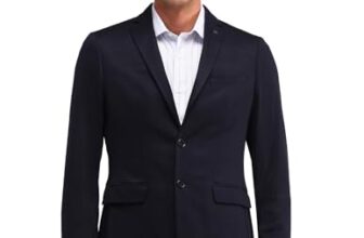Arrow Men’s Blue Chevron Notch Collar Long Sleeve Formal Polyester Slim Fit Blazer (ARAIBZ5069_Blue_40)