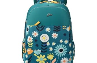 Gear Poppy 19″/24L Large Water Resistant School Bag/Casual Backpack/Daypack/Laptop Bag for Boys/Girls (Green – Blue)