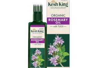 Kesh King Organic Rosemary Oil with Tulsi, ayurvedic hair oil for hair fall and regrowth with hair oil applicator, for men and women, 200ml