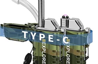 Crasts Plastic Waterproof Electric Lighter with 360°Flexible Long Neck, Outdoor Windproof Arc Lighter USB Rechargeable Flameless Plasma Cool Lighters for Outdoor&Kitchen (Camouflage)