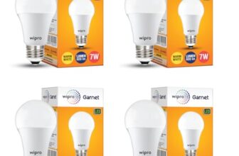 wipro Garnet 7W LED Bulb for Home & Office |Warm White (2700K) | E27 Base|220 Degree Light Coverage |4Kv Surge Protection |400V High Voltage Protection |Energy Efficient | Pack of 4