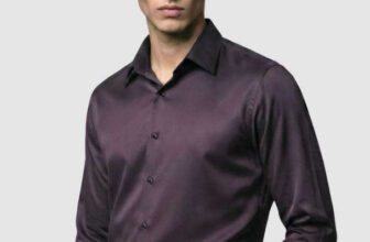 BROANGAIN Men Solid Formal Purple Shirt