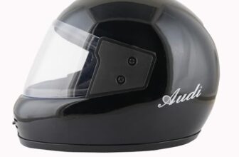 Sage Square Audi Full Face Clear Visor Helmet | ISI Certified | High Standard Safety | Extra Comfort & Stylish (Medium, Black Glossy)