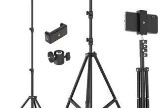 Tygot Lightweight & Portable Portable 7 Feet (84 Inch) Long Tripod Stand with Adjustable Mobile Clip Holder for All Mobiles & Cameras (Black)