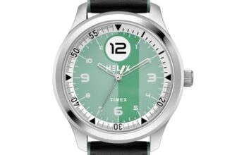 Helix by Timex Analog Watch for Man with Green Round Dial & Black Leather Strap Band Water Resistant Men’s Wrist Watches – TW043HG25