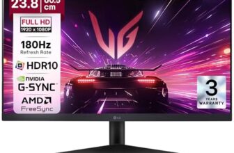LG 24″ Inches Ultragear™ FHD IPS Gaming Monitor, 1ms (GtG), 180Hz, HDR10,FPS Counter, NVIDIA G-SYNC Compatible, AMD FreeSync, HDMI, DP, Headphone Out, virtually Borderless with Tilt, Black 24GS60F