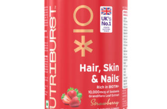 Nutriburst Biotin Gummies for Hair, Skin & Nails Support Strawberry Flavor(60 No)