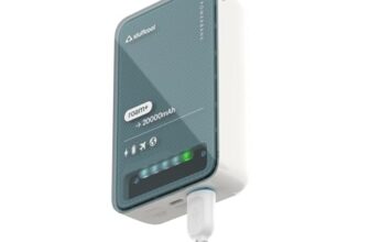 Stuffcool Roam+ 20000mAh Compact Powerbank with 20W Type C Output Charges iPhone 50% in 30 mins and 22.5 Fast Charging, Type A Port – Cool Transparent with Glossy Finish