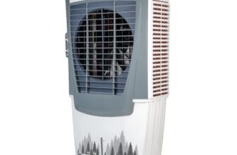 USHA Striker 100SD1 Desert Air Cooler for Large Rooms with 3-Side Honeycomb Pads, 11m Air Throw, Powerful Airflow & Inverter Compatibility (100L, White)