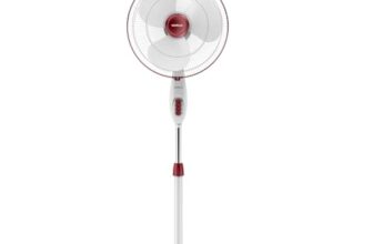 Havells Gatik Pro 400mm Pedestal Fan| 120 Ribs Guard for Safety| Smooth Oscillation| Heavy Base| ISI Marked | 2 Year Warranty | Wine Red