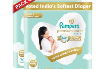 Pampers Premium Care Pant Style Baby Diapers, Newborn/X-Small (NB/XS), 70 Count, 4-6kg, All-in-1 with 360 Cottony Softness Diapers (Pack of 2)