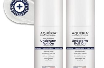 Aqueria 5.5% AHA BHA French Underarm Brightening Roll On | 48H Odour Control | Flora Fragrance with 2% Niacinamide | Multi Actives, Glycolic Acid, Lactic Acid | Prevents Odor, Kills Bacteria | Exfoliates, Reduces Pigmentation & Discoloration for Even-Toned Underarms | Brightens Skin & Exfoliates Underarm | Alcohol & Aluminium Free | Deodorant for Men & Women | Pack of 2 (100ml)