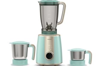 Havells CRAFT Mixer Grinder | One Touch Grinding | Unique Touch Control | Powerful BLDC Motor with 10 Year Warranty | 50% Quieter Performance| Precision Control Over Grinding Texture(Blue & Gold)