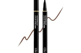 Gleva Liquid Eyeliner Pen Eye Makeup Waterproof Smudge proof Longwearing, Slim Tapered Tip Super Slim Liquid Eyeliner Quick Drying Formula Glides on Smoothly (Middle Brown)