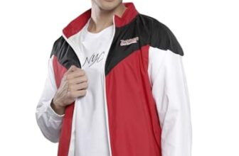 The Indian Garage Co red Regular Fit Colourblocked Long Sleeve Windcheater