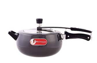 Wonderchef Taurus Hard Anodized Inner Lid Pressure cooker, 5 liter, Cool Touch Handles for Durability, Induction Friendly, Black, 5 year warranty, ISI Certified