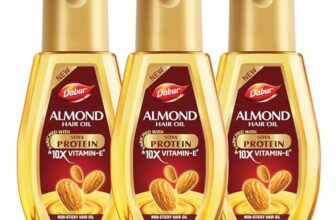 Dabur Almond Hair Oil – 870ml (290ml x 3) | Provides Damage Protection | Non Sticky Formula | For Soft & Shiny Hair | With Almonds, Keratin Protein, Soya Protein & 10X Vitamin E