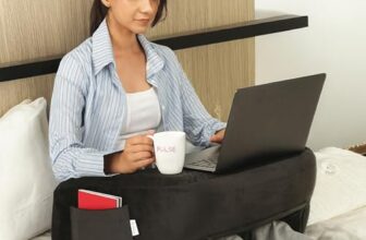 Portia Lap Desk Pillow | Portable Computer Table & Laptop Lap Desk for Sofa, Bed, Floor | Ergonomic Gaming Desk with Arm Rest | Work Desk Accessories for Reading, Gaming, Studying | Black