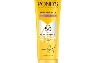 POND’S Sun Miracle SPF 50 PA+++ Crème Gel Sunscreen -Protect & Bright, With 3% Niacinamide, Fade Dark Spots in 4 Weeks, Lightweight, No White Cast 50g
