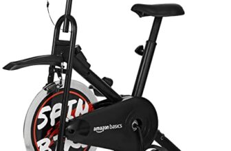 amazon basics Fusion Pro Spin Fitness Bike With Adjustable Cusioned Seat, 7 Kg Flywheel, Lcd Screen, Max User Weight 100 Kg, Multicolor