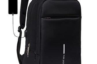 FUR JADEN Anti Theft Number Lock Backpack Bag with 15.6 Inch Laptop Compartment, USB Charging Port & Organizer Pocket for Men Women Boys Girls (Black)