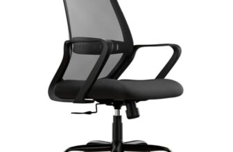 CELLBELL Desire Pro Mid Back Mesh Office Chair Adjustable Study Chair/Computer Chair with Revolving Seat, Stylisk Backrest, Lumbar Support, Metal Base for Work from Home (Black)