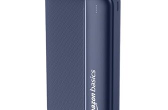 Amazon Basics 20000 mAh Power Bank | 22.5W Fast Charging | Dual Output & Input | Charge 3 Devices Simultaneously | for Smartphones, TWS Earbuds, Speakers, Tablets (Dark Blue)
