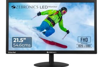 Zebronics 21.5” (54.6cm) LED Monitor, FHD 1920×1080, 250nits Brightness, Dual Input – HDMI/VGA, 2000000:1 Dynamic Contrast Ratio, 16.7M Colors, 16:9 Aspect Ratio, Wall Mountable (EA 122)