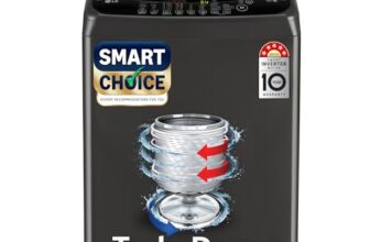 LG Smart Choice, 9 Kg, 5 Star, Smart Inverter Technology, Turbodrum, Fully Automatic Top Load Washing Machine (T90AJMB1Z, Jetspray+, Turbowash, Auto Tub Clean after every wash cycle, Middle Black)