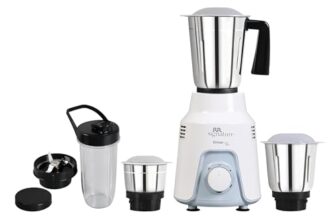 RR Signature Grindmate DLX+ 500-Watt Mixer Grinder| Mixie For All Kitchen Needs With 4 Jars (3 SS Jars For Chutney,Dry Or Wet Grinding,1 Smoothie Jar) White| 2 Yr Warranty on Product & 5 Yr on Motor