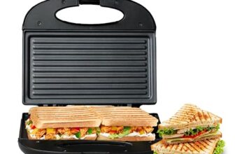 MILTON Express 800 Watt Grill Sandwich Maker | Electric Toaster Griller Sandwich Maker | Non Stick Coating Grill Plates | Power Indicators | 1 Year Warranty | Black