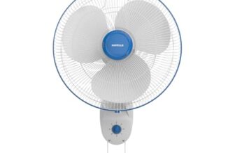 Havells Gatik Pro 400mm Wall Mount Fan | RPM: 1350 | Double string for Speed & Oscillation control | Thermal Overloaded Protected Motor | 100% Copper Wire Winding Motor | 2 Year Warranty (White Blue)