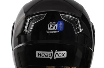 HEADFOX N2 Air 7 Flip-up Helmet for Man & Women with Bluetooth, GPS, Voice Assistance, ENC, Dual Visor, Removable Padding (Glossy Black, XL-62 CM)