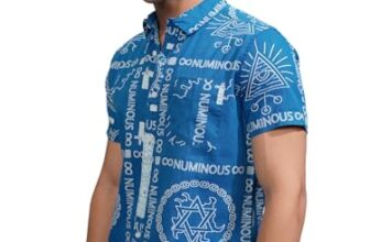 Highlander Men’s Slim Fit Shirts | Printed | Half Sleeves | Spread Collar | Casual Shirts | Men Shirts Blue/White