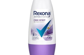 Rexona Free Spirit Roll-On Motion Activated Deodorant for Women | 72-Hour Freshness | Alcohol-Free & Gentle on Skin | 45 ML